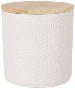 Słoik ceramiczny z pokrywką z bambusa, Ø 10 x 10,5 cm