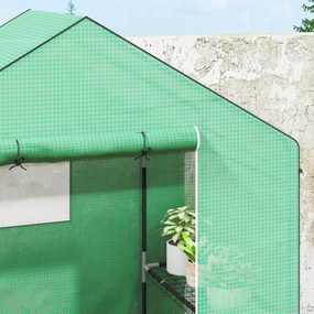 Outsunny Szklarnia z półkami, mini-szklarnia, odporna na UV, okna z siatki, drzwi na zamek błyskawiczny, 143D x 74S x 190W cm, Zielona