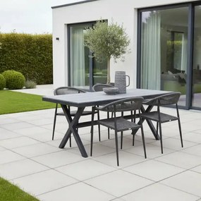 Krzesło Ogrodowe Antracyt 56x60x78 cm Plecione Ręcznie Sznurki Nowoczesne