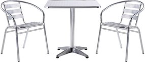 Zestaw ogrodowych mebli jadalnianych  z aluminium: mały kwadratowy stolik i 2 krzesła - MONTMARTRE