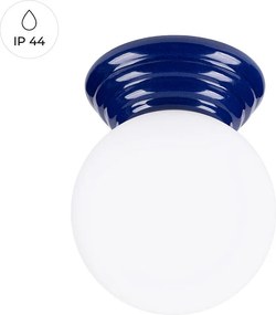 Lampa sufitowa minimalistyczny Zori, ceramika szkliwiona/szkło - 1 źródło - L.12 x H.12 cm - ultramaryna