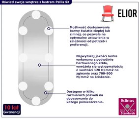 Nowoczesne srebrne lustro z oświetleniem LED 30x70 cm Limo 37X