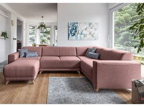 Różowy rozkładany/ze schowkiem narożnik (prawostronny/w kształcie litery U) Classy Sophie – Miuform