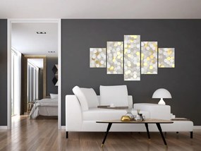 Obraz - Złoto - białe sześciokąty (125x70 cm)