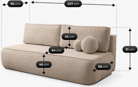 Sofa z Funkcją Spania ARVETO Beżowa Szenil Nowoczesna