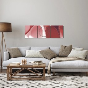 Obraz - Czerwony abstrakcyjny kwiat N⁰3 (z zegarem) (90x30 cm)