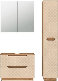 Zestaw mebli łazienkowych dąb/kaszmir ze strukturą płytek 79.6x32x62.5 lotta