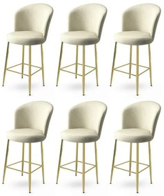 Zestaw krzeseł barowych Alte Cream and Gold, 6szt., 6 szt.