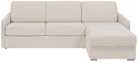 Kanapa narożna dwustronna rozkładana typu express z beżową tapicerką - Miejsce do spania 160 cm - Materac 18 cm - CALIFE