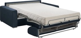 Kanapa 2-osobowa rozkładana z weluru CALITO - Kolor granatowy - Łóżko 120  cm - Materac 18 cm