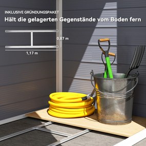 Outsunny schowek, 1,1 m², domek ogrodowy z dwuspadowym dachem, 133 x 102 x 180/208 cm