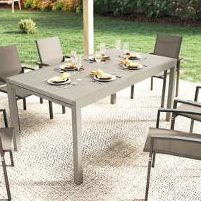 Outsunny Stół Ogrodowy Rozkładany 154/214 x 85 cm Aluminiowy Stół Jadalniany dla 8-10 Osób z Imitacją Drewna Jasnoszary | Aosom PL