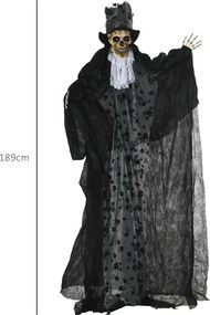 Outsunny Dekoracja Halloween Duch Pana Młodego z Efektami Specjalnymi i Funkcją Dźwiękową 125 cm x 65 cm x 189 cm