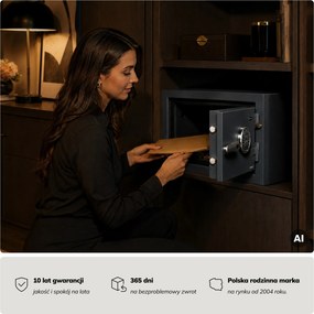 Sejf S2 antywłamaniowy, ognioodporny, elektroniczny na kod, na dokumenty, 400x280x340 mm: EDGAR