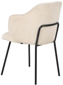 Kremowe krzesło sztruksowe na czarnych nogach D1-L83