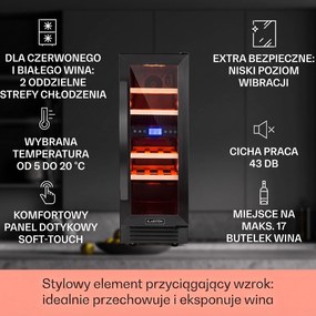 Klarstein Vinovilla 30cm 17 Butelek Winiarka Podblatowa 2 Strefy Czarny