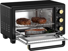 HOMCOM Minipiekarnik, Piecyk Toasterowy, Timer, Ruszt, Blacha do Pieczenia, Szkło Wglądowe, Metal, Czarny