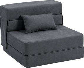 HOMCOM Sofa rozkładana fotel do relaksu z funkcją łóżka pianka z poduszką ciemnoszary | Aosom PL
