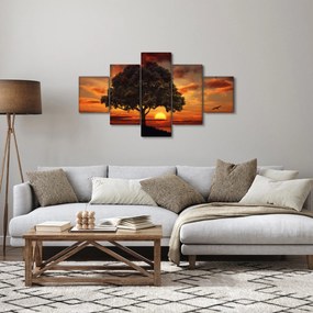 Obraz drzewa o zachodzie słońca (125x70 cm)