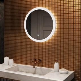Lustra okrągłe z oświetleniem LED do łazienki 60\80 cm z Dual color, Włącznik dotykowy, Mata grzewcza