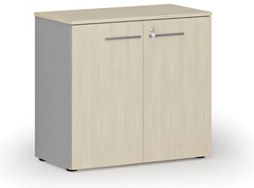 Szafa biurowa z drzwiami PRIMO GRAY, 800 x 420 x 740 mm, szary/brzoza