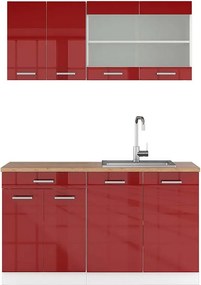 Pojedyncza kuchnia czerwony wysoki połysk/biały 140x60x81.6 r-line