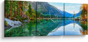 Obraz - Jezioro Hintersee (z zegarem) (90x30 cm)