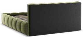 Zielone tapicerowane łóżko dwuosobowe ze schowkiem i stelażem 200x200 cm Lupine – Micadoni Home