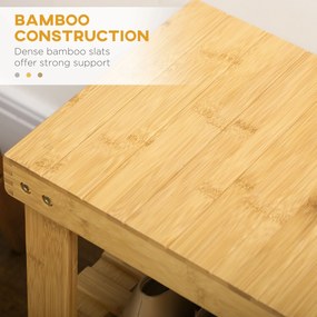 HOMCOM Ława na Buty, 3 Poziomy, Pomieści 6-9 Par Butów, do 130 kg, Bambus, 70 x 28 x 45cm