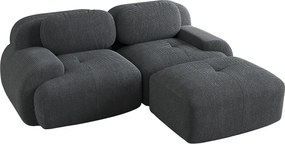 Narożnik z wygiętymi podłokietnikami i tapicerowanym oparciem - szary sztruks