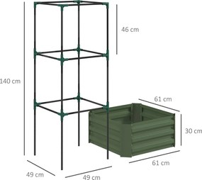 Outsunny Wysokie Łóżko Ogrodowe z Podporą do Pnączy Zielona 61x61x140cm | Aosom PL