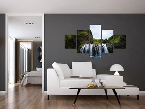 Obraz klifu z wodospadem (125x70 cm)