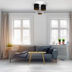 Lampa sufitowa biała trzypunktowa z szaro-czarnymi abażurami C-3030WE-