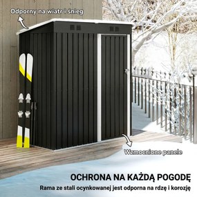 Outsunny Metalowy schowek na narzędzia 1,37 m², zamykany schowek z wentylacją, pochyłym dachem, rękawicami, 163 x 90 x 179 cm | Aosom PL