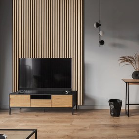 Drewniany panel akustyczny, 2400 x 600 mm, czarny podkład, brzoza