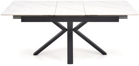 Stół rozkładany 140-180/85/76 cm spiek biały marmur/czarny PLATAN