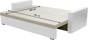 Kanapa sofa 3 os z funkcją spania EKO Jasny beżowy/Czarny