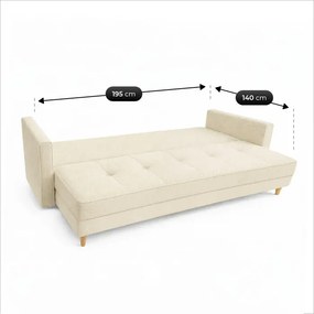 Sofa z Funkcją Spania LONAR Kremowa Boucle Nowoczesna