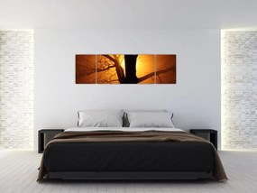 Obraz drzewa o zachodzie słońca (170x50 cm)