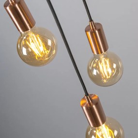 Lampa wisząca w stylu art deco miedziana 3-światłowa - FacilDesignerski Oswietlenie wewnetrzne