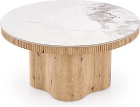 Okrągła ława 80 cm Magnum Halmar, biały marmur / naturalny