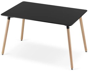 Zestaw jadalniany 1 + 4, czarny stół ADRIA 120x80 cm + beżowe krzesło BALI MARK z czarnymi nogami