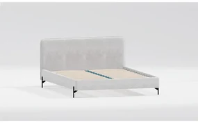 Jasnoszare tapicerowane łóżko dwuosobowe ze stelażem 200x200 cm Barker – Ropez