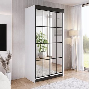 Szafa przesuwna z lustrem BARI 2 biała 100