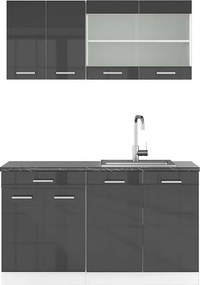 Pojedyncza kuchnia antracytowy wysoki połysk/biały 140x60x81.6 r-line