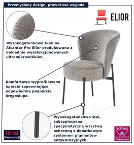 Tapicerowane popielate krzesło nowoczesne H1-G18
