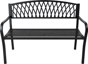 Czarna metalowa ławka z oparciem K5-E71