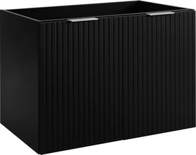 Szafka łazienkowa z drzwiami, Czarny + srebrny uchwyt, 80 x 57 x 46 cm