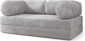 Masseno Sofa piankowa ALVIO z funkcją spania, Kanapa z pianki do salonu, Bezmontażowa, Tkanina sztruksowa – Jasnoszary TILIA 86