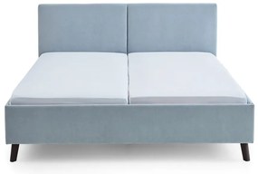 Jasnoniebieskie tapicerowane łóżko dwuosobowe ze stelażem 160x200 cm Piano – Meise Möbel